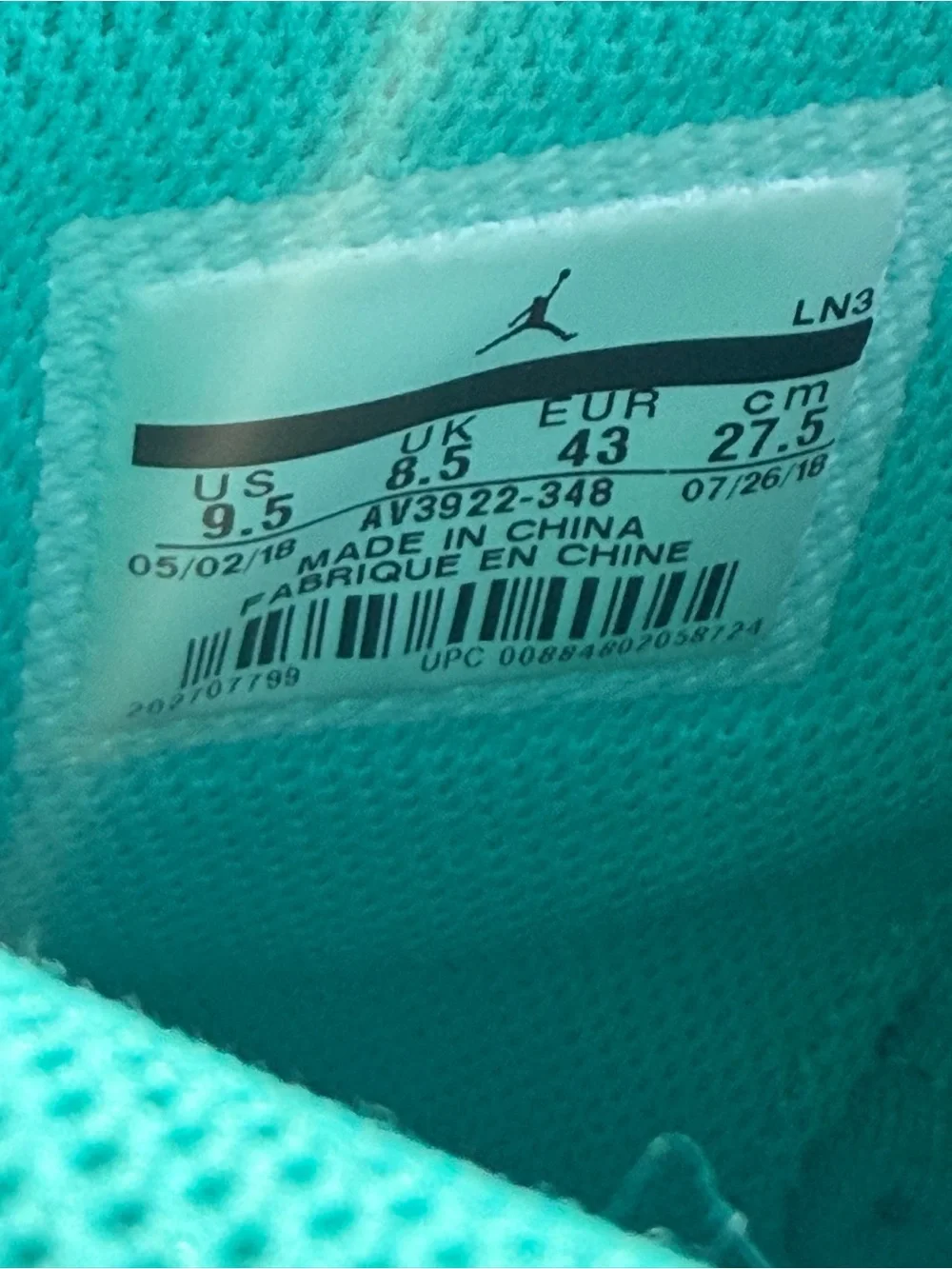 Nike Air Jordan Legacy 312 “Hyper Jade” (AV3922-348) – Men’s Size 9.5